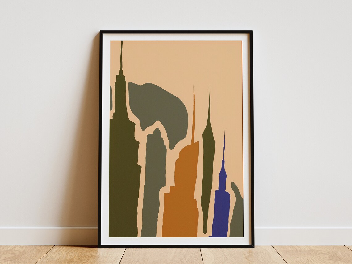 New York City Skyline Abstract Colorful Modern Minimalist Art Print