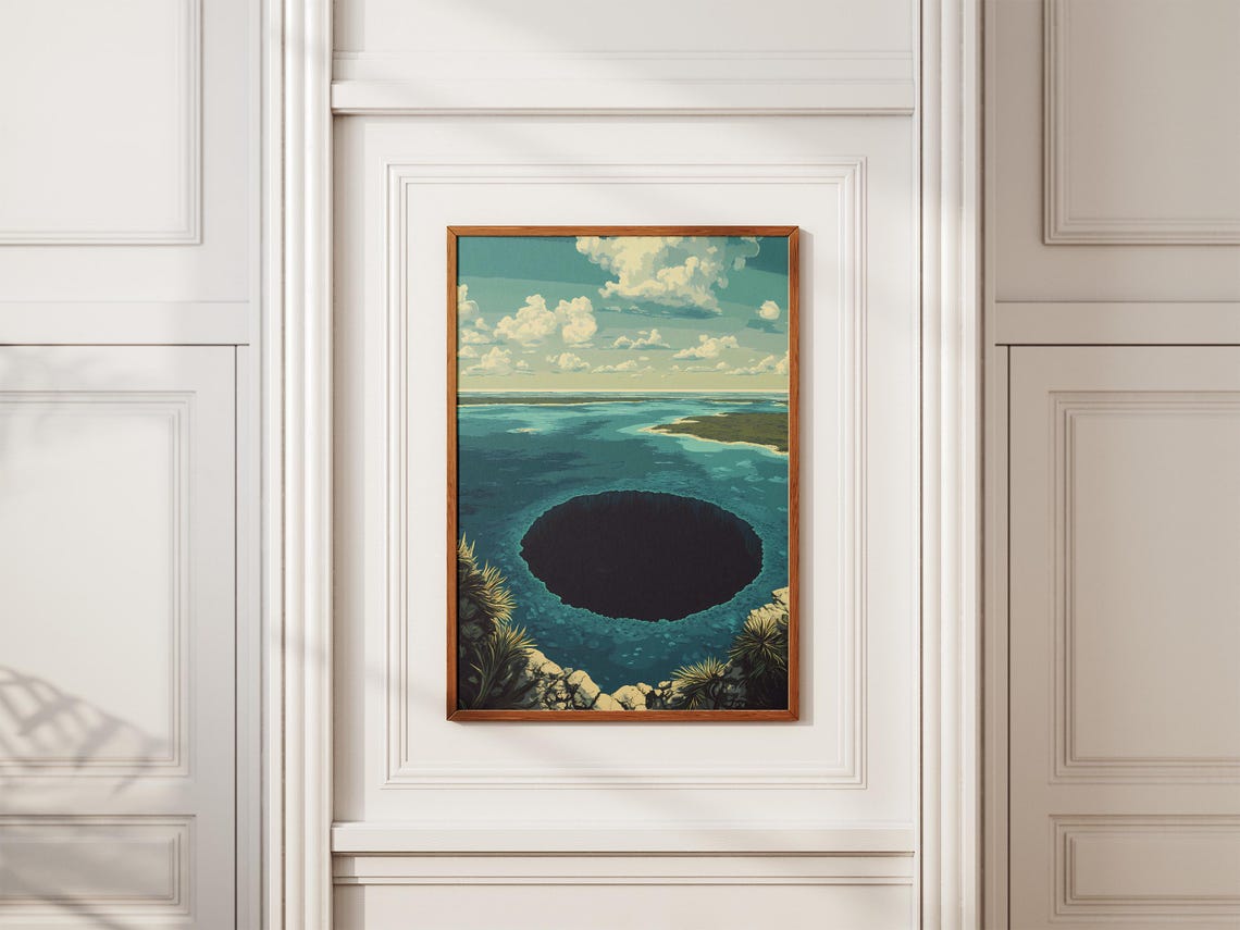 Belize Great Blue Hole Aerial View Ocean Sinkhole Travel Poster - Image 2