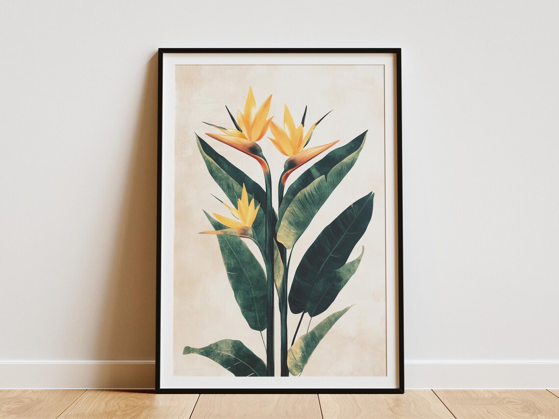 Bird Of Paradise Tropical Flower Minimalist Botanical Art Poster