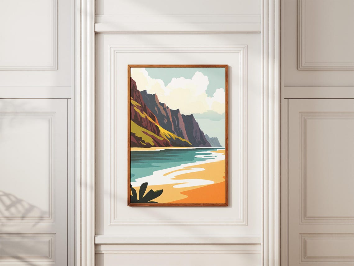 Na Pali Coast Kauai Dramatic Cliffs and Turquoise Sea Poster - Image 2