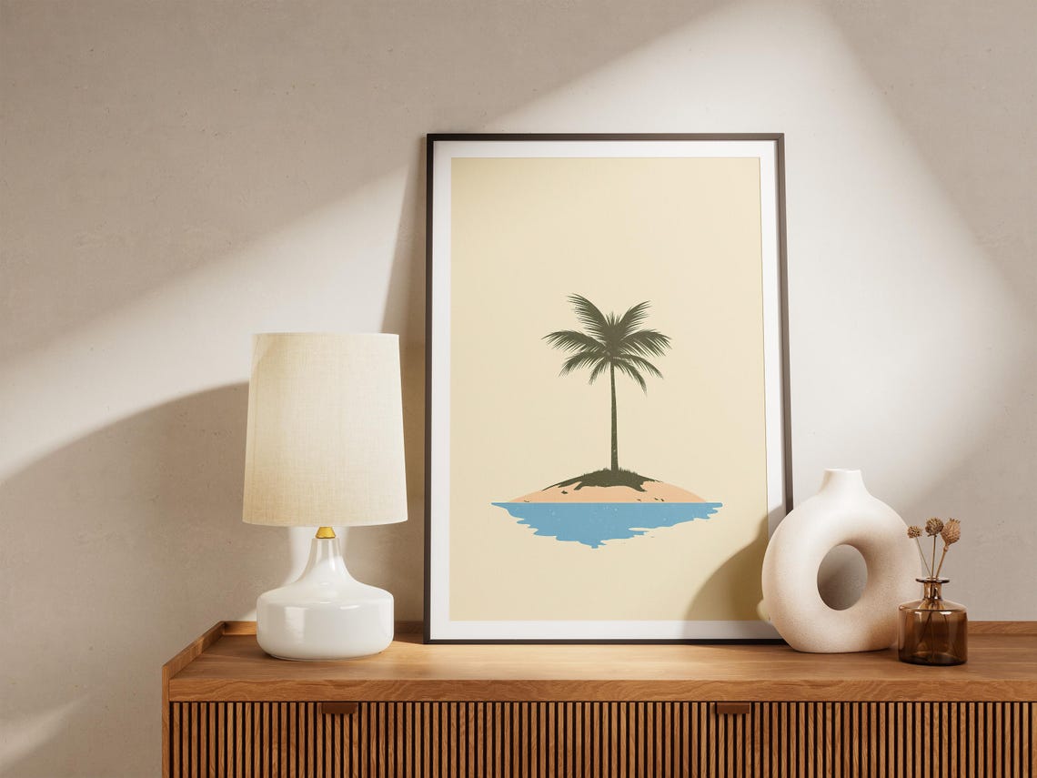 Minimalist Tropical Island Palm Tree Summer Beach Art Poster - Image 4