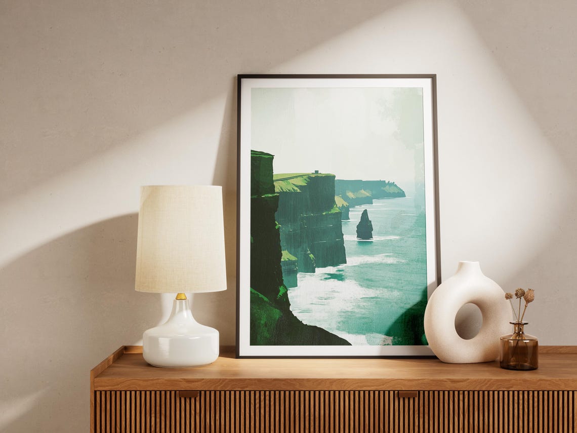 Cliffs Of Moher Ireland Green Sea Cliffs Travel Landscape Art Poster - Image 4