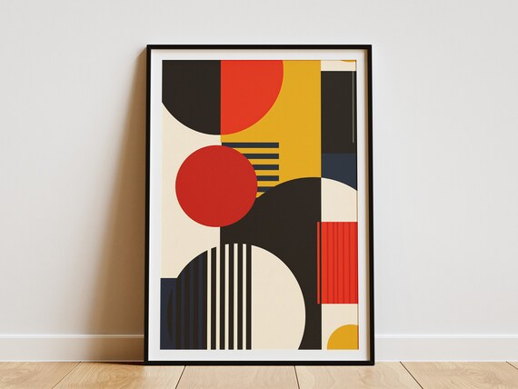 Minimalist Geometric Abstract Wall Art Print Mid Century Modern Art Print Abstract Shapes Poster