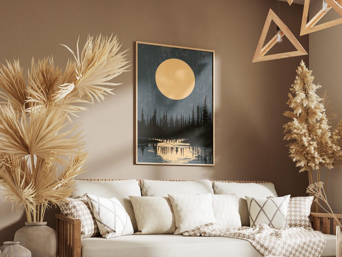 Kobuk Valley National Park Moon Over Forest Lake Reflection Poster - Image 3