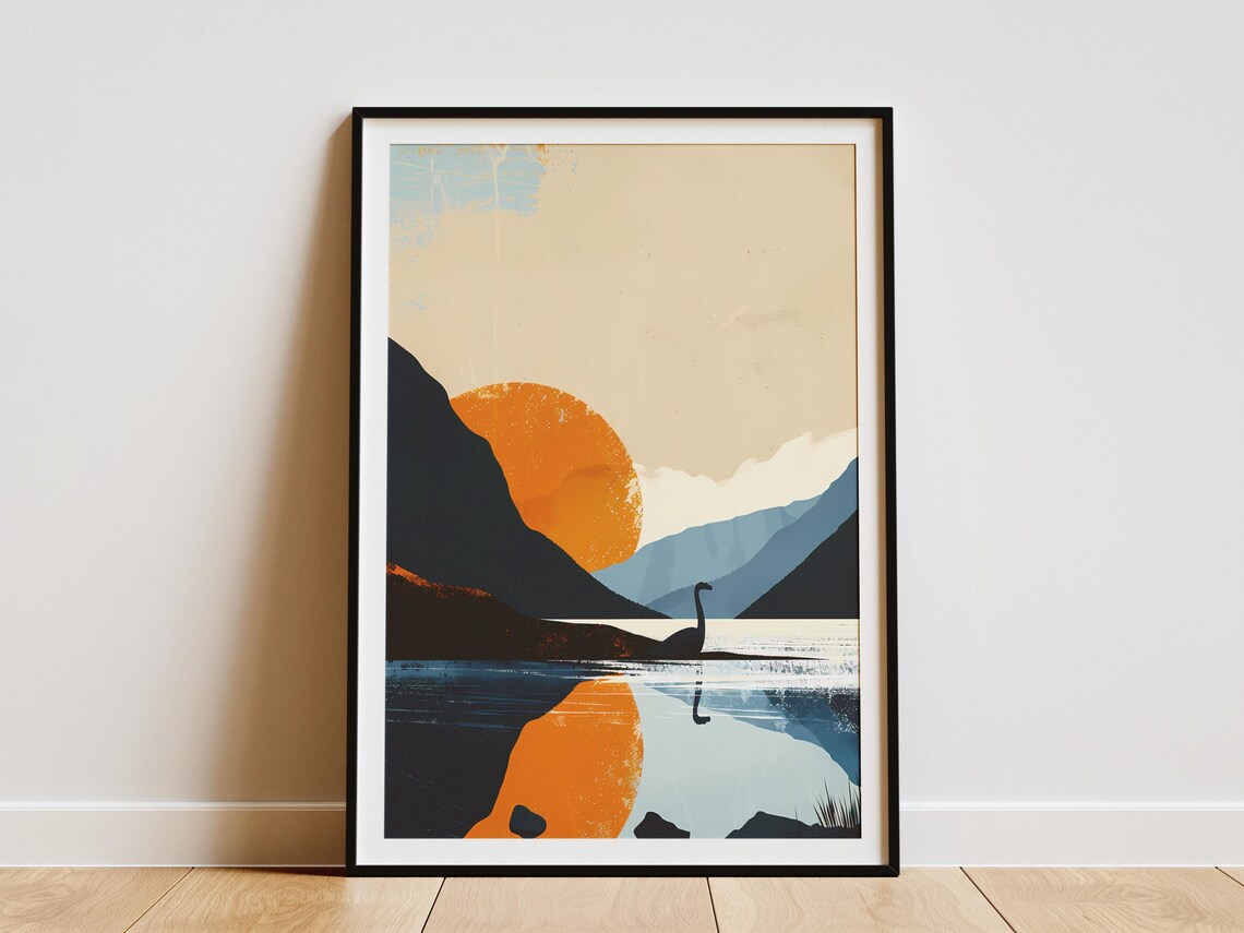 Loch Ness Monster Scotland Minimalist Travel Poster