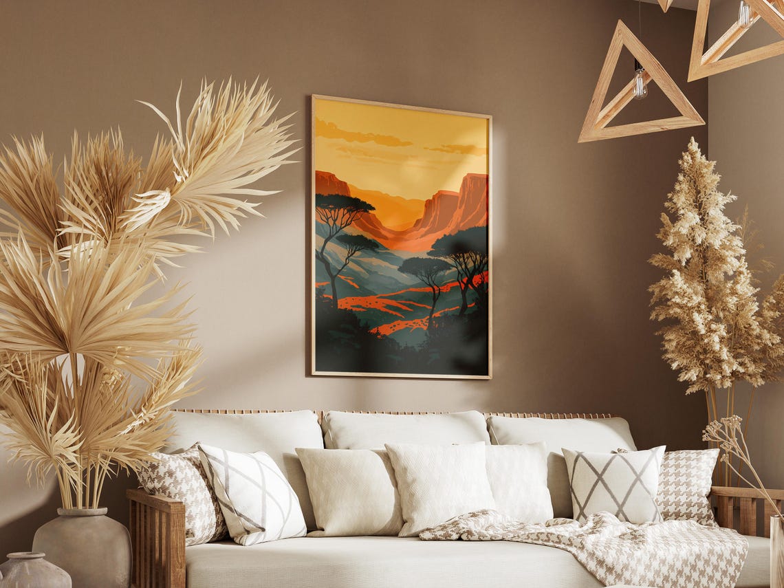 Canyon Sunset Poster Red Rock Cliffs Acacia Wall Decor Gift Decor - Image 3