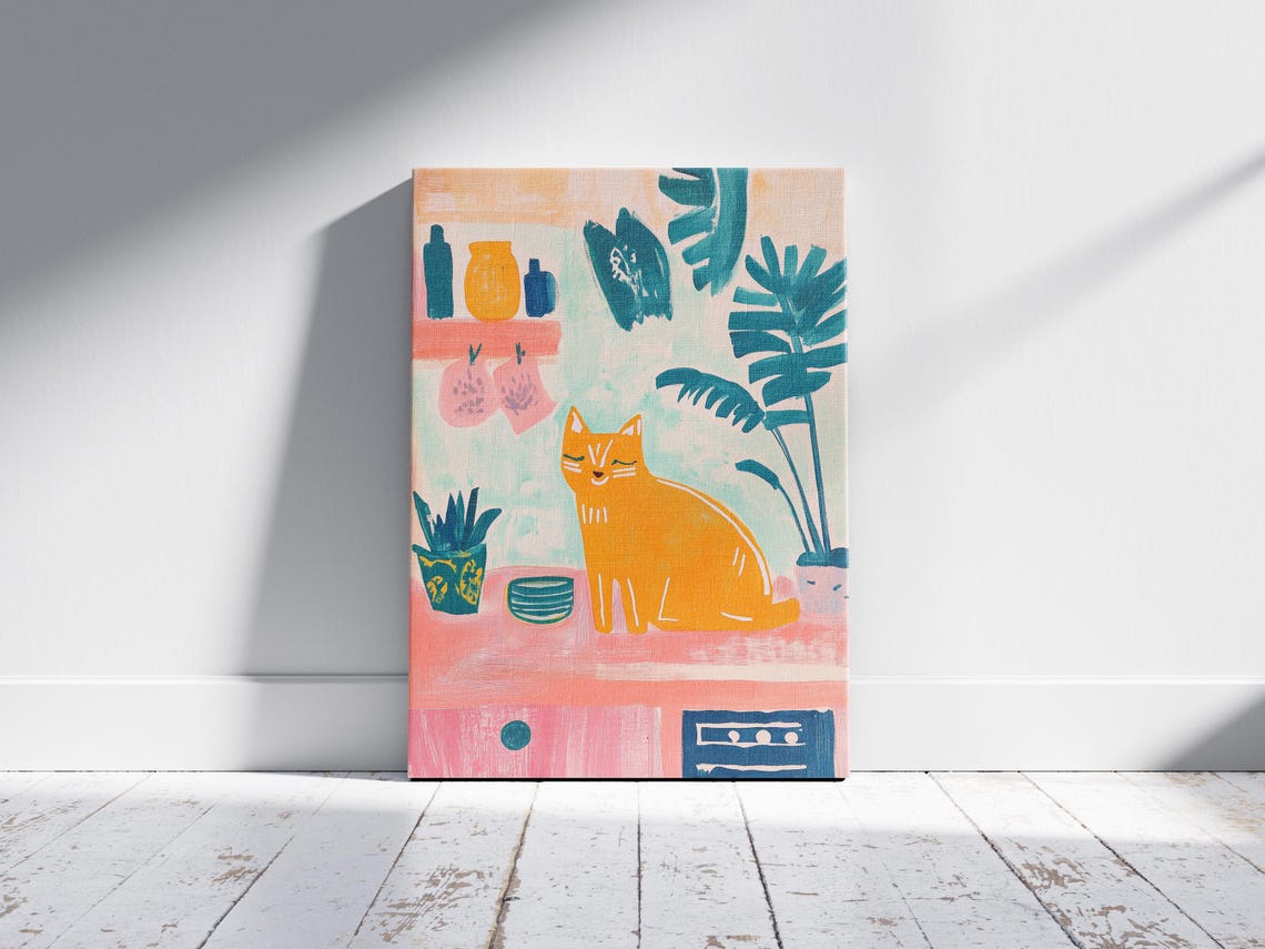 Ginger Cat Kitchen Whimsical Matisse Style Colorful Cat Poster - Image 2
