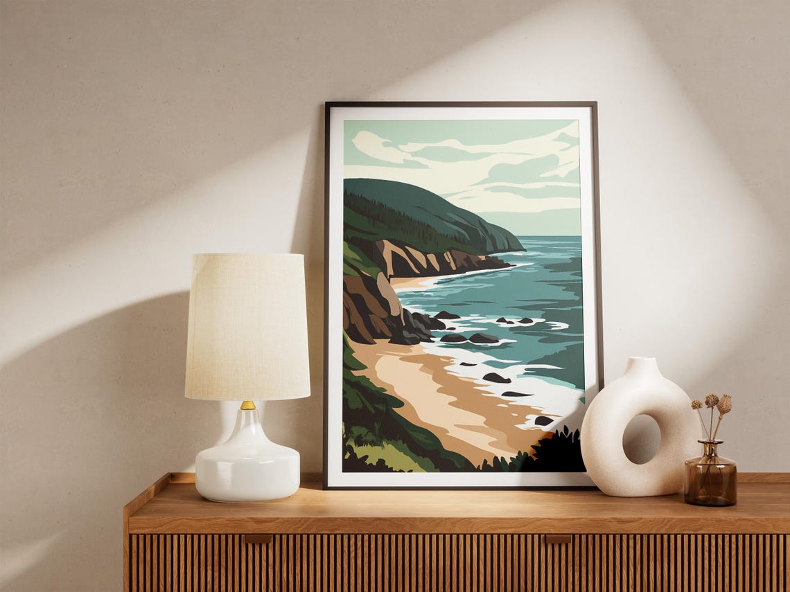 Cabot Trail Canada Rocky Coastline Ocean Beach Travel Art Poster - Image 5