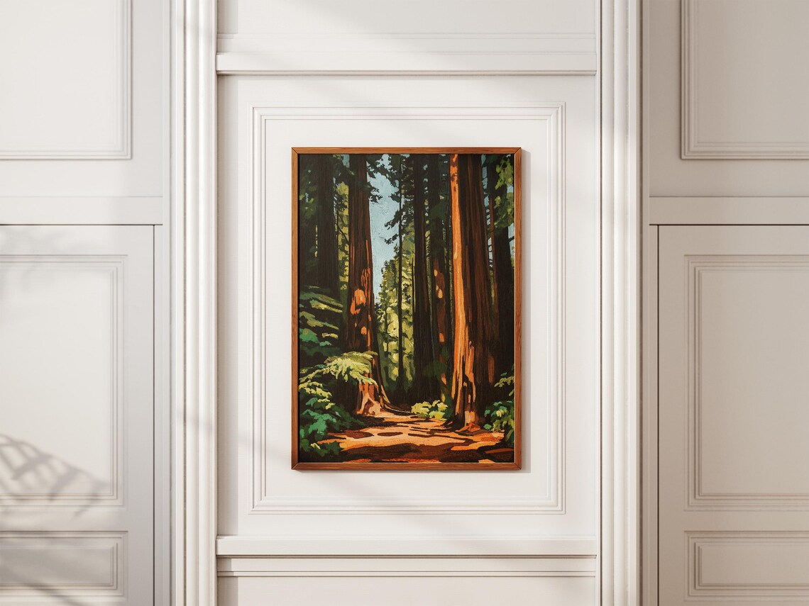 Redwood National Park Towering Forest Trail Vintage Travel Poster - Image 2