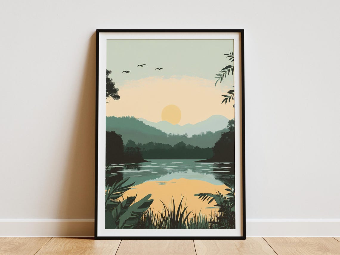 Chitwan National Park Nepal Sunrise River Jungle View Poster
