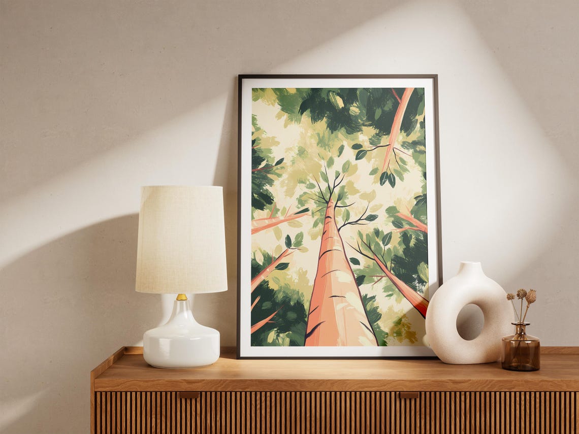 Looking Up At Forest Canopy Abstract Treetops In Green Poster - Image 5