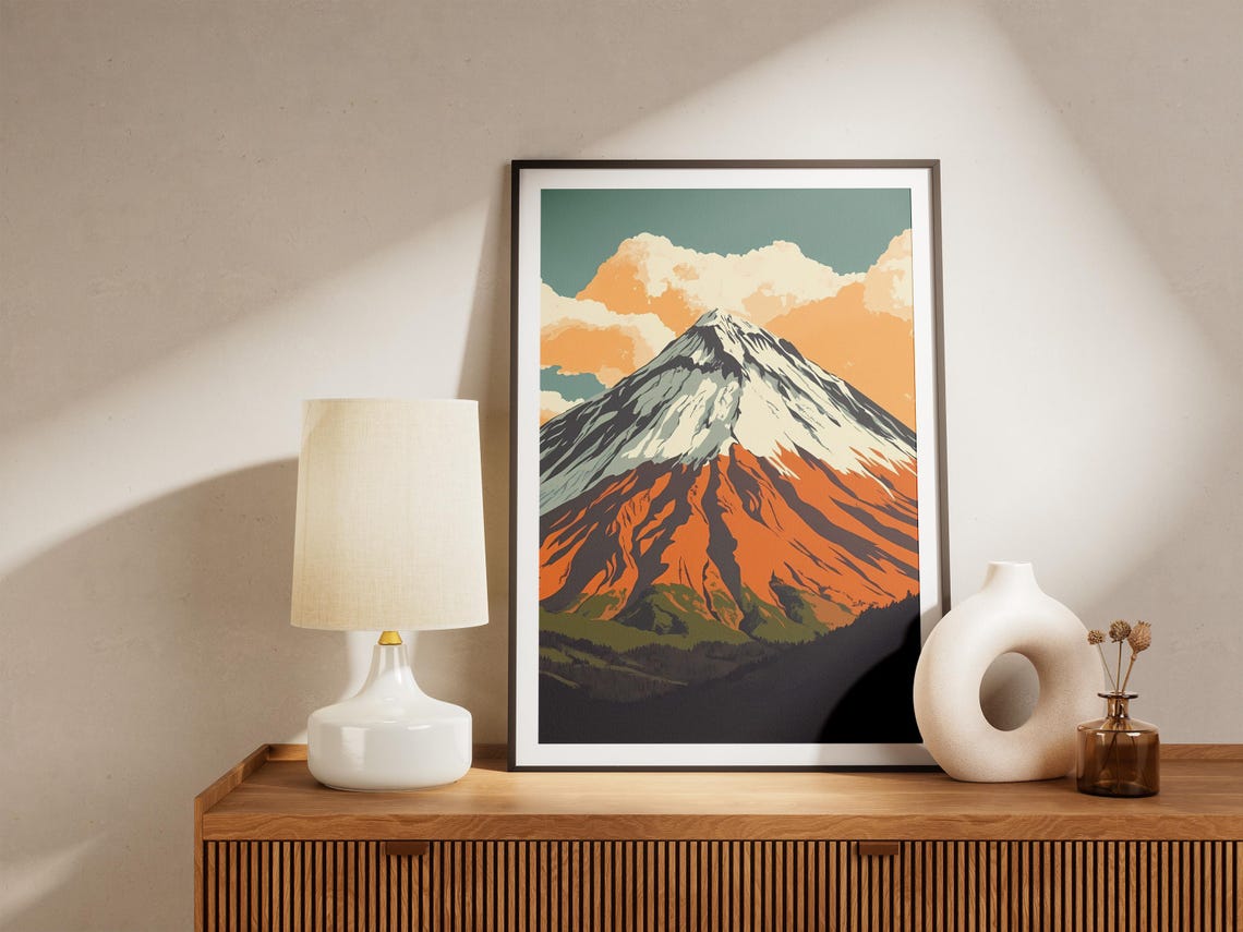 Osorno Volcano Chile Poster South America Landscape Print Vintage Travel Poster Mountain Art Nature Illustration Volcano Print Chile - Image 5