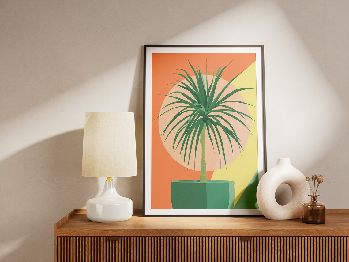 Minimalist Palm Tree Poster Abstract Green Botanical Art Print For Home Decor - Image 2
