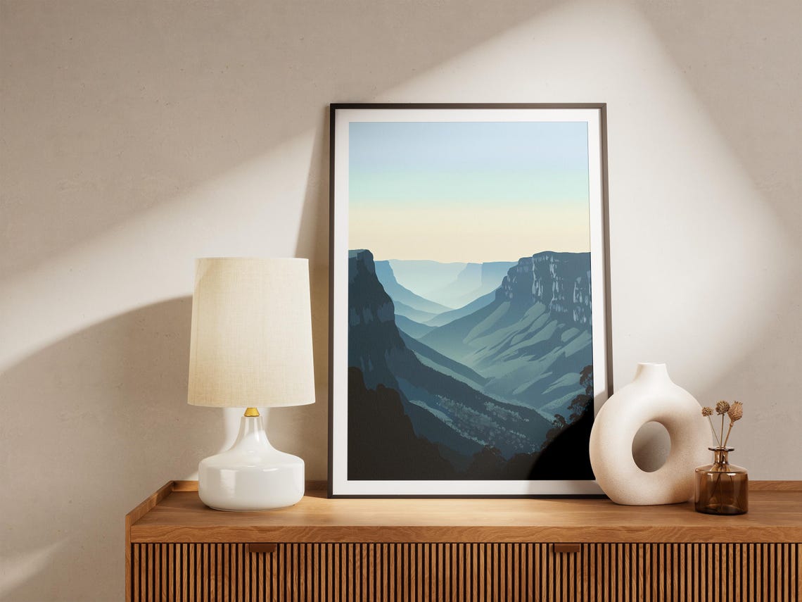 Australia Blue Mountains Misty Blue Layered Sandstone Cliffs Poster - Image 5