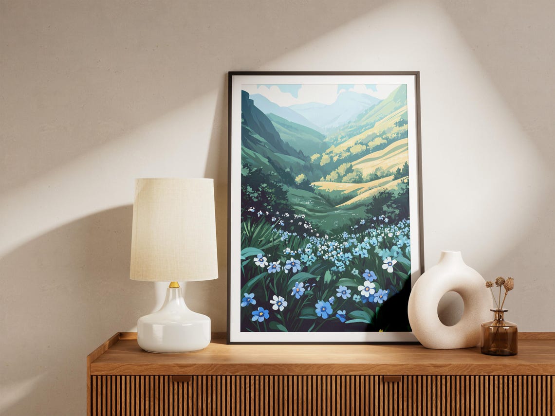 Blue Forget Me Nots Green Mountain Valley Spring Flower Poster - Image 5