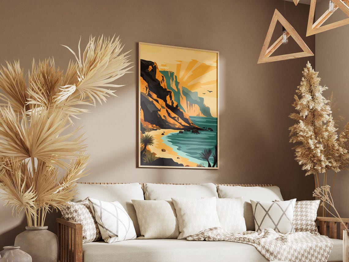 Socotra Yemen Limestone Cliffs Beach Cove Sunburst Sea Poster - Image 3