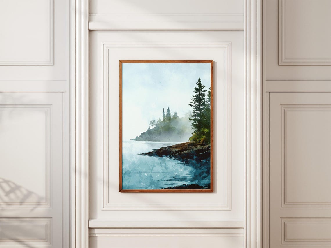Isle Royale National Park Misty Lake Michigan Shoreline Poster - Image 2