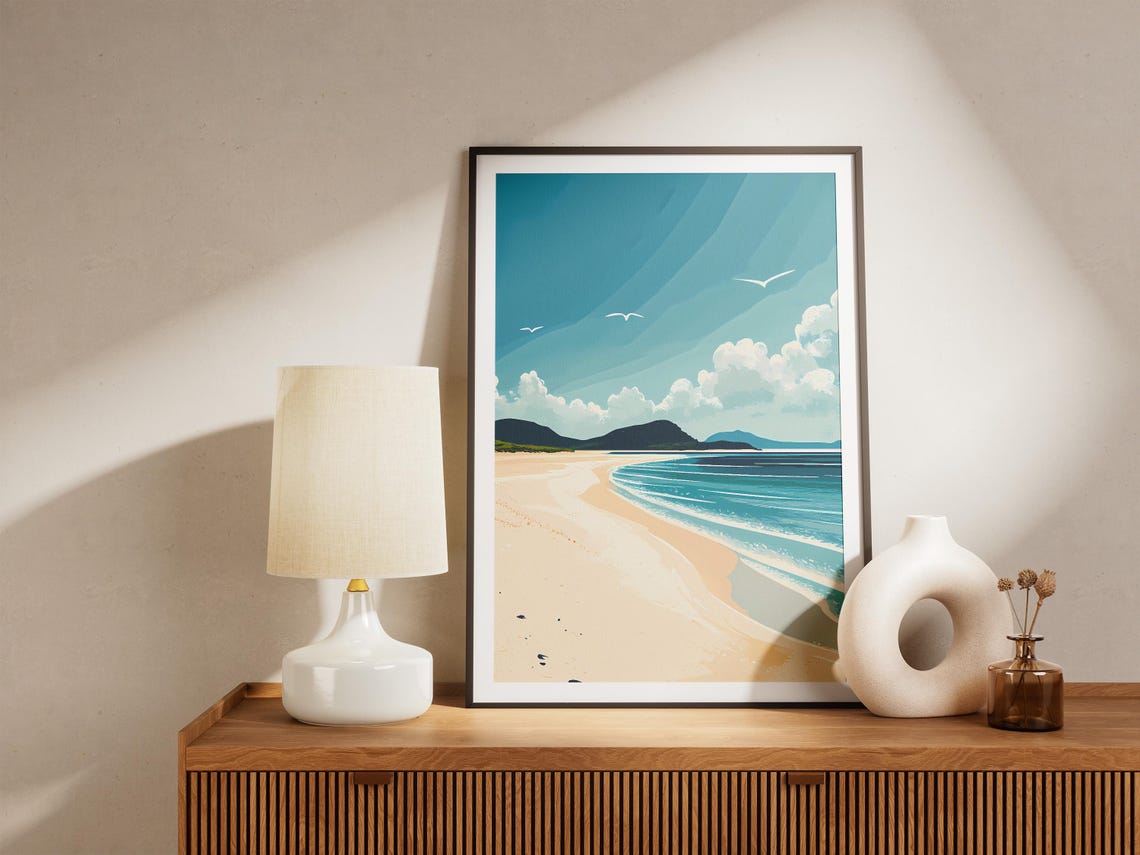 Whitehaven Beach Australia Seagulls Turquoise Surf Landscape Poster - Image 5