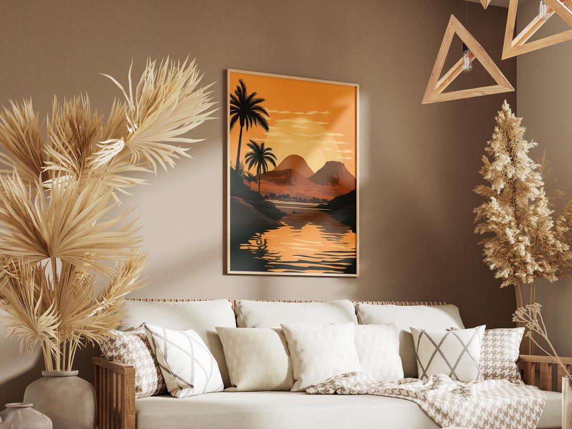 Ras Muhammad Egypt Poster Sunset Palm Trees Red Sea Landscape - Image 3