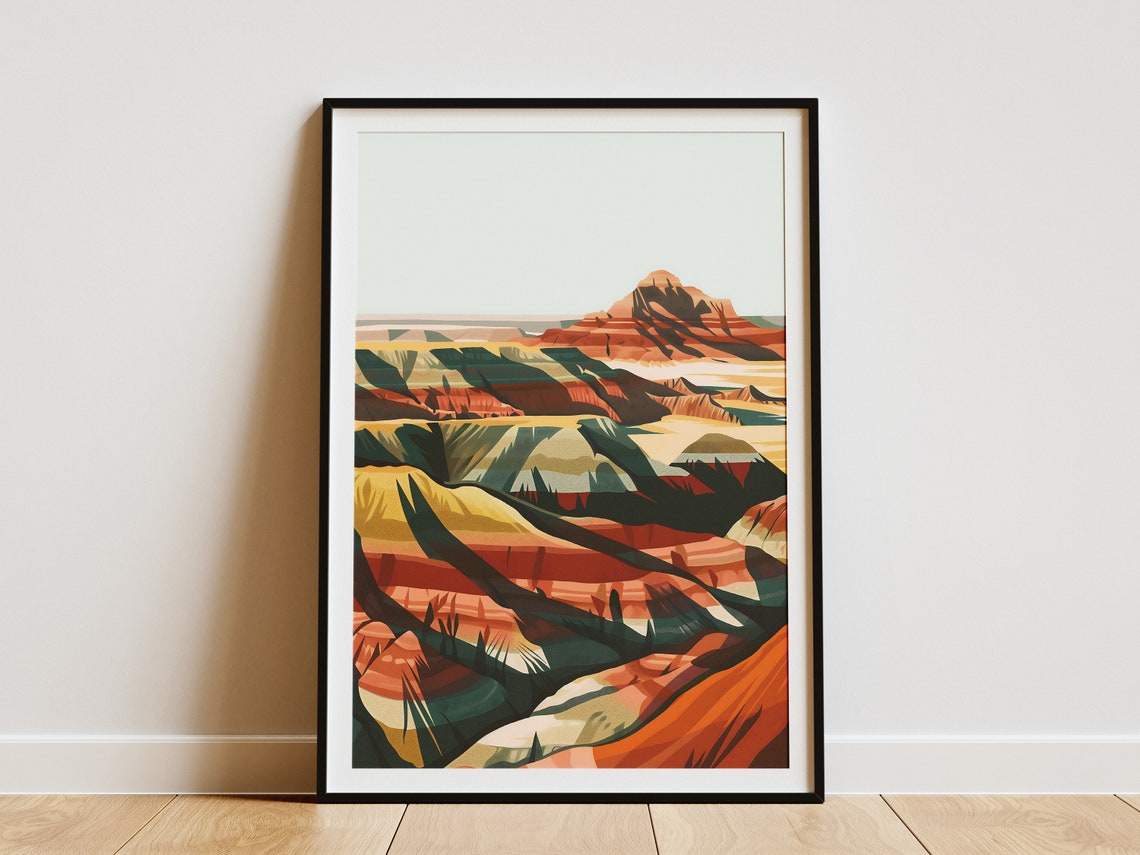 Layered Canyon Mesas in Warm Earth Tones Landscape Art Poster