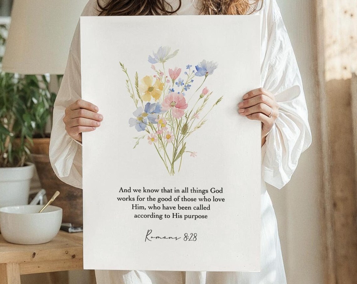 Romans 8:28 Bible Verse Art Print, Christian Decor - Image 7