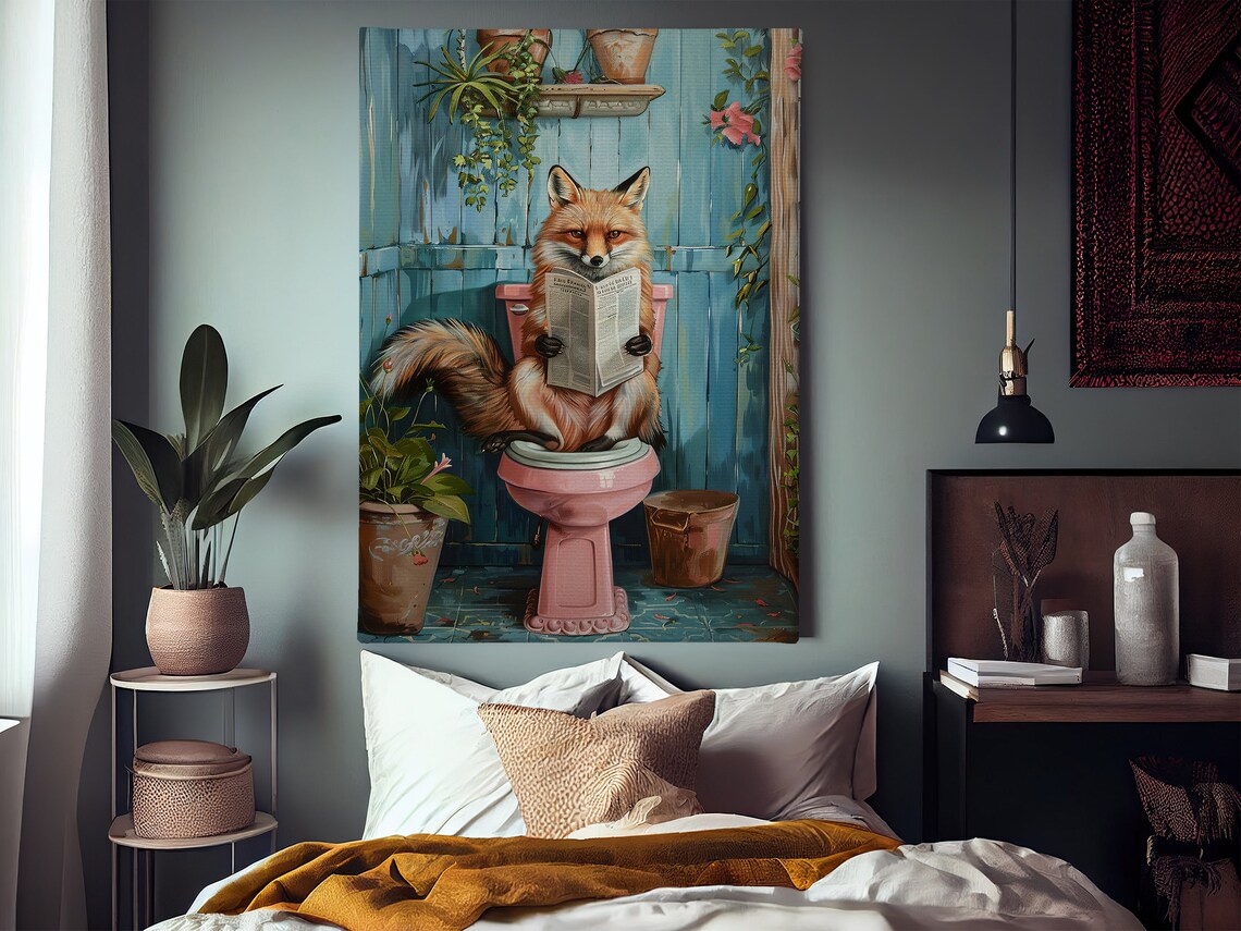 Matisse Fox on Toilet, Bathroom Wall Art Print - Image 3