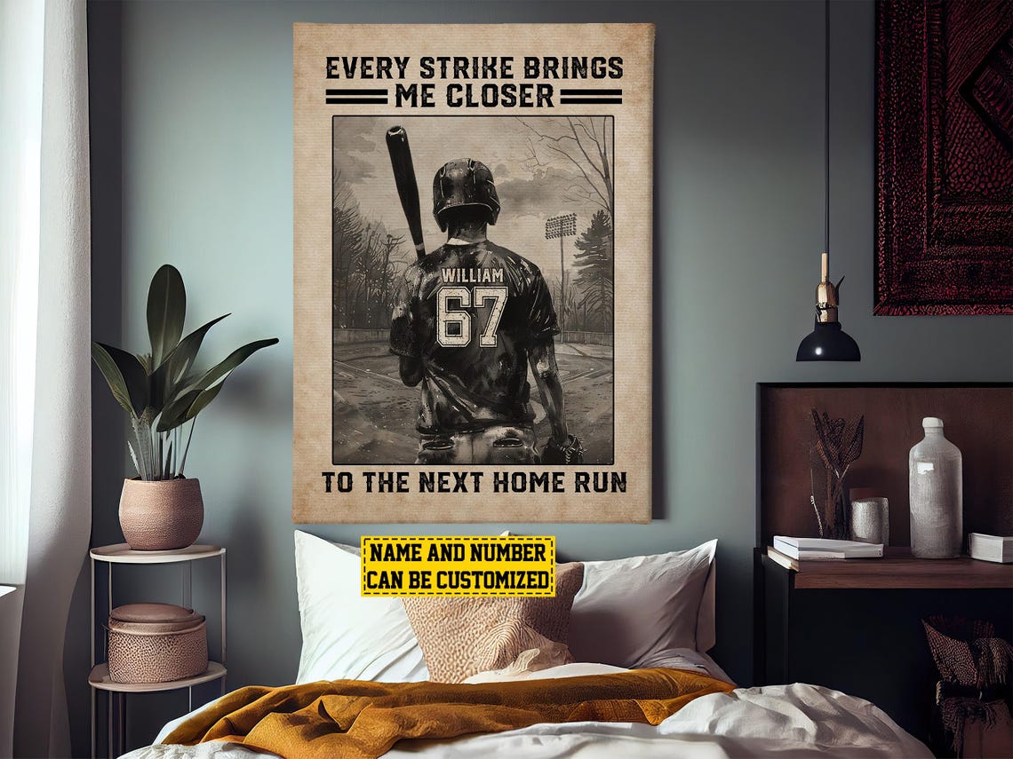 Baseball Players Personalized Print Baseball Poster Print Softball Gift For Boy Man - Image 3