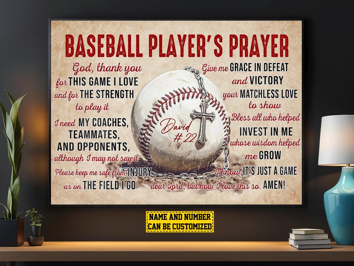 Baseball Players Prayer Personalized Poster