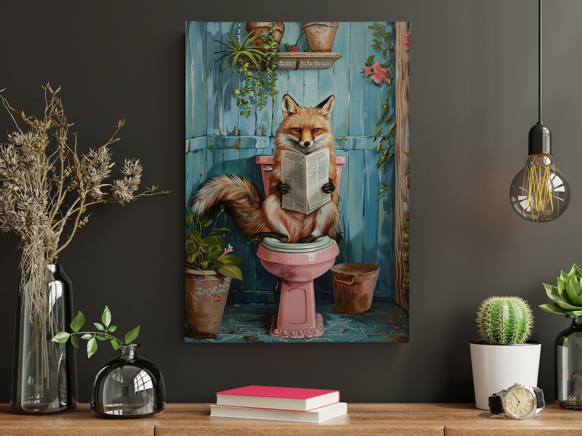 Matisse Fox on Toilet, Bathroom Wall Art Print - Image 5