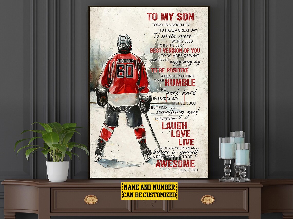 To My Son Hockey Player Personalized Art Print - Image 6