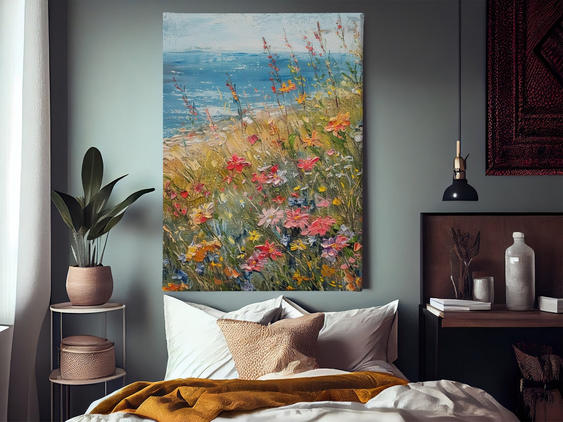 Cottage Wild Flowers Oil Painting Flowers Print Vintage Flowers Flower Poster Retro Flowers Wall Art - Image 2