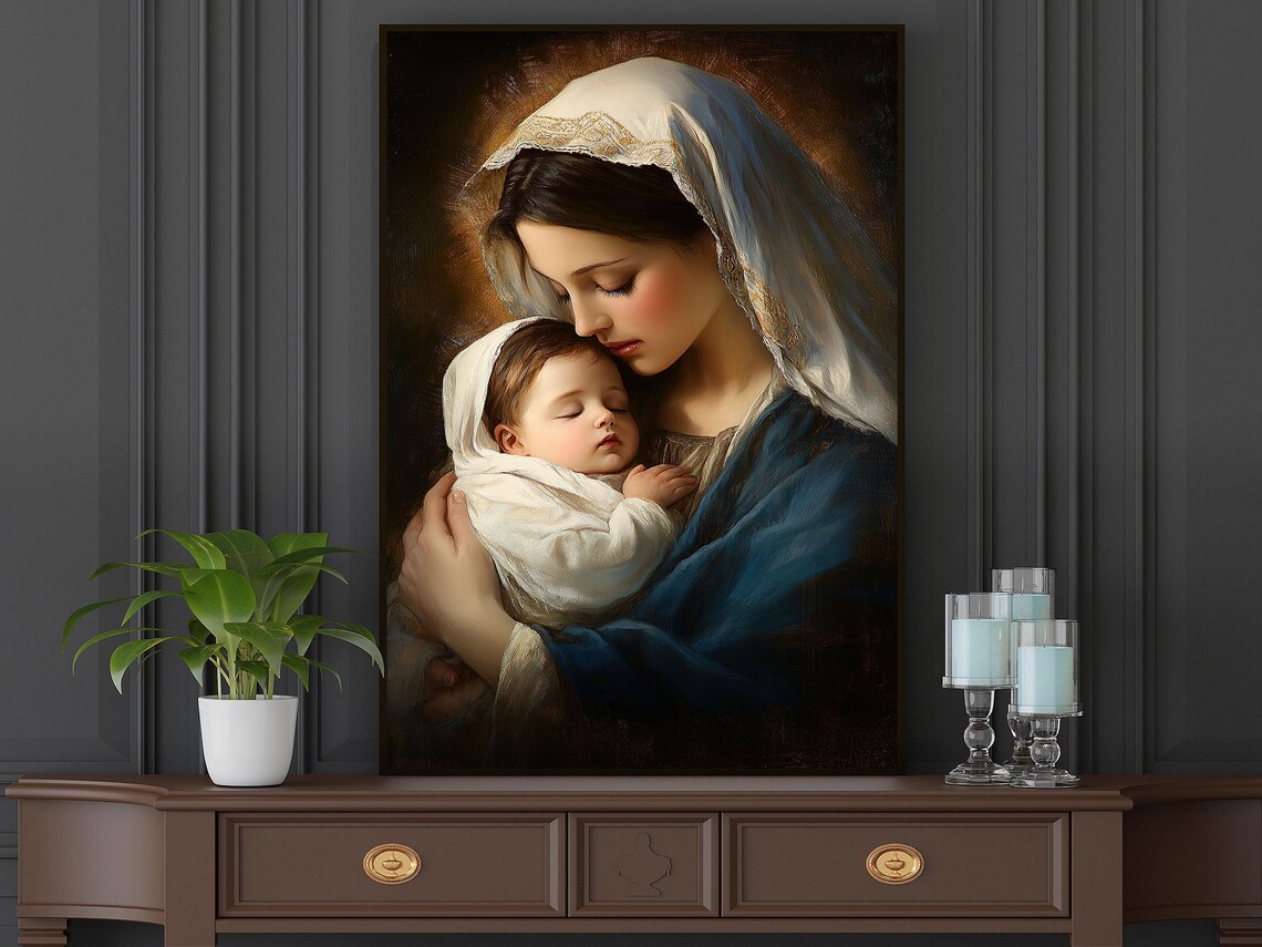 Mother Madonna and Jesus Catholic Wall Art Print - Image 5