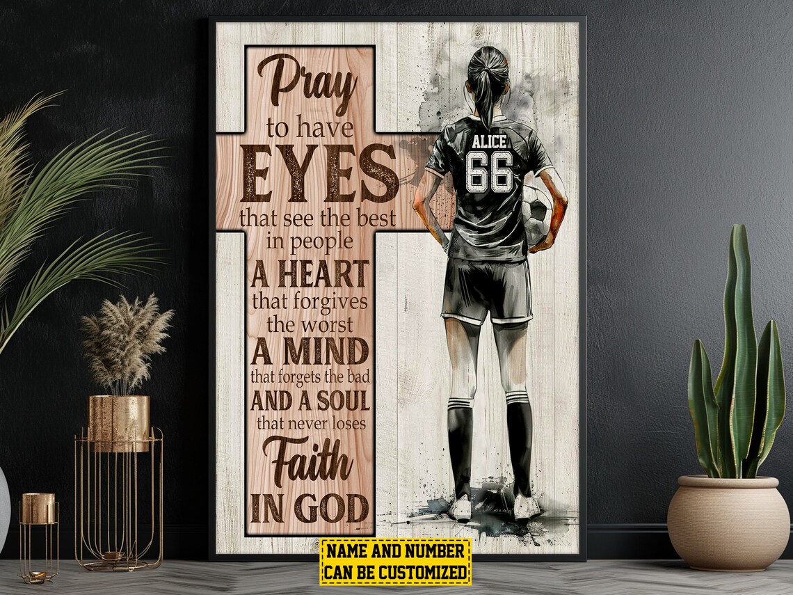 Soccer Faith In God Personalized Poster Print