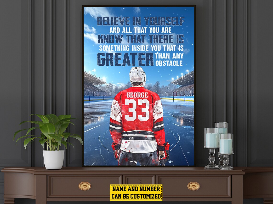 Hockey Believe In Yourself Personalized Player Motivation Poster - Image 5