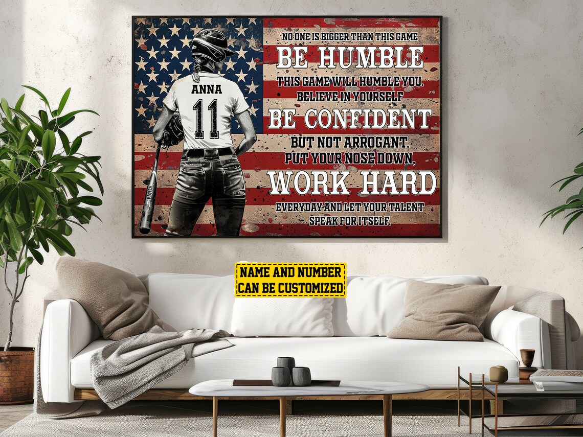 Vintage America Baseball Personalized Poster Print - Image 2