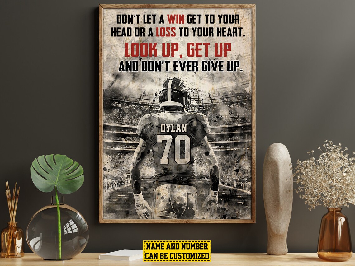 Football Motivation Personalized Player Quote Vintage Sports Poster - Image 5