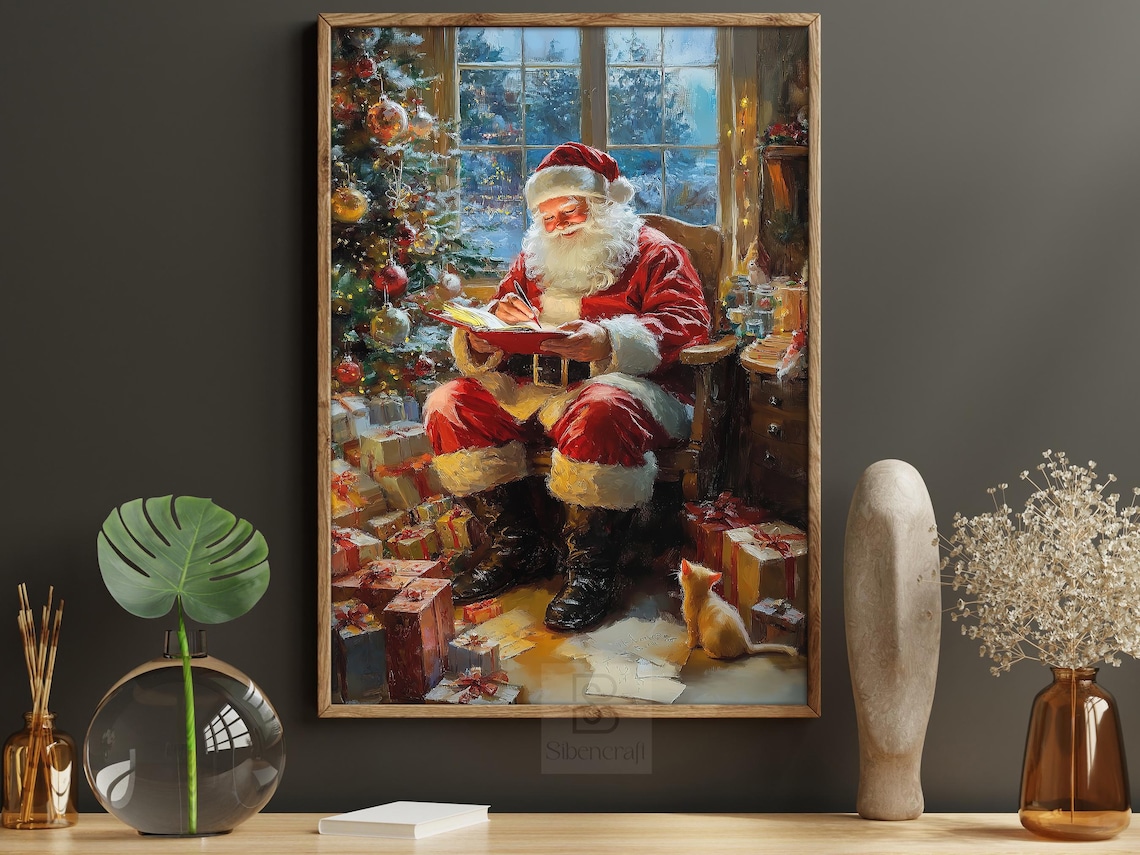 Vintage Santa Claus Writing Christmas Art Print - Image 6