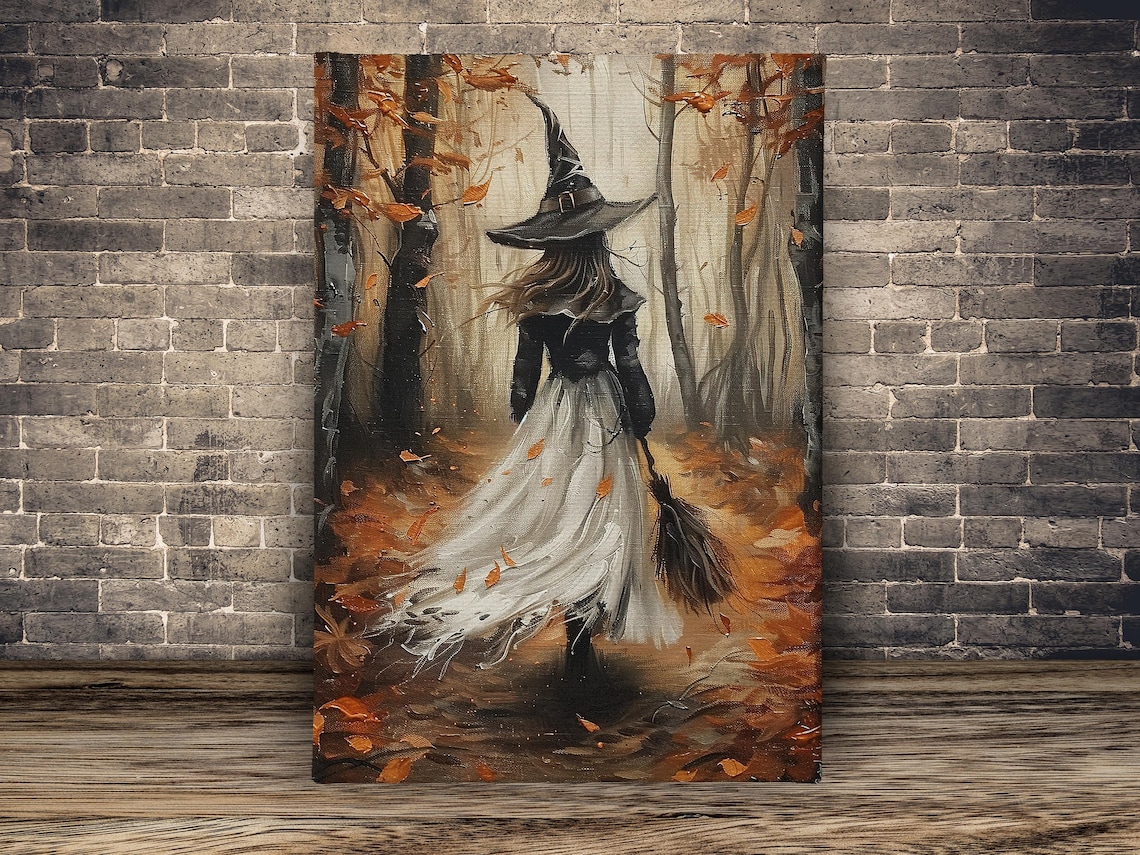 Autumn Young Witch in the Forest Halloween Poster - Image 2