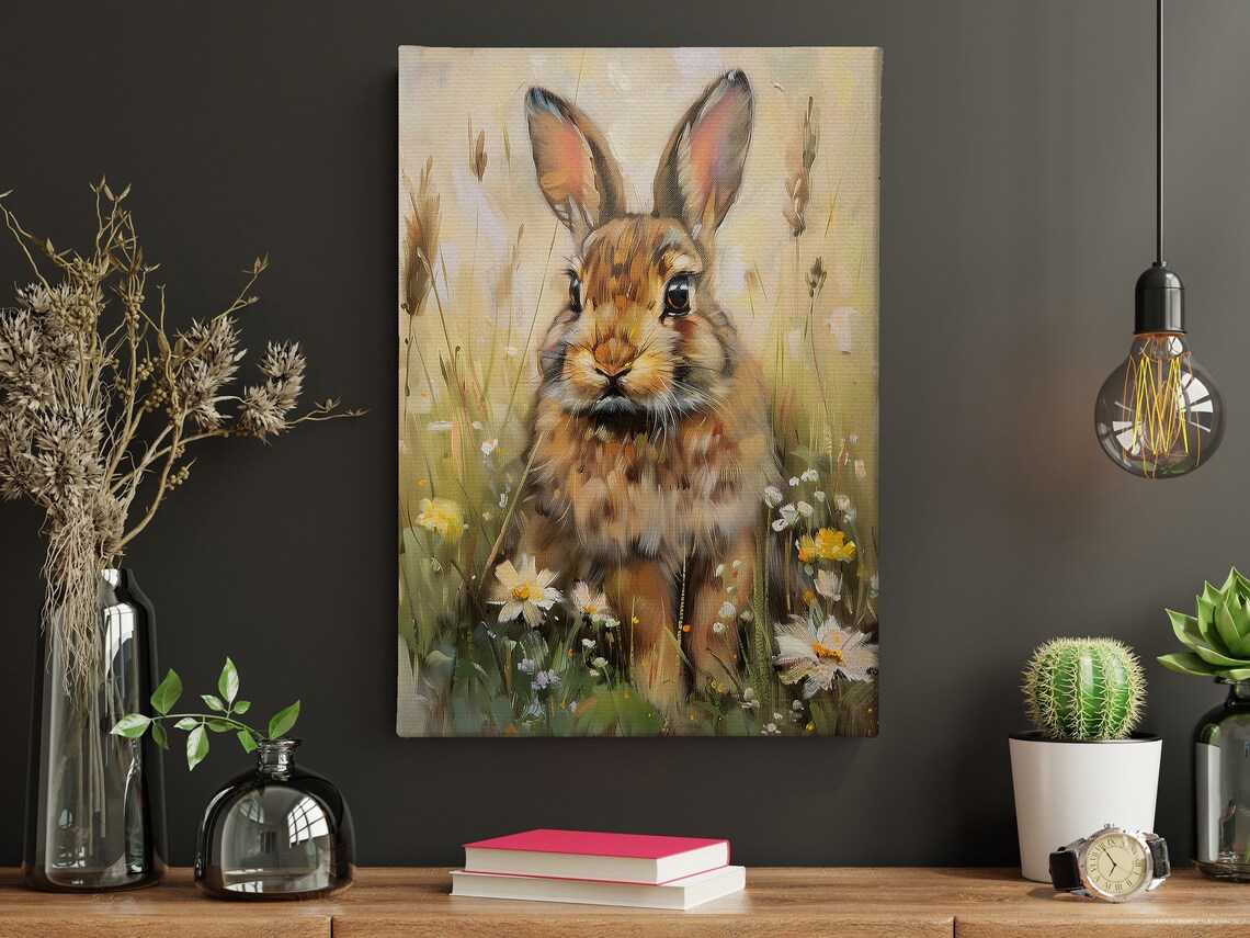 Rabbit Sitting In Wildflower Meadow Golden Light Nursery Animal Poster - Image 4