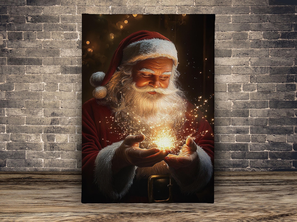 Vintage Santa Claus Wish Christian Cottage Poster Print - Image 2