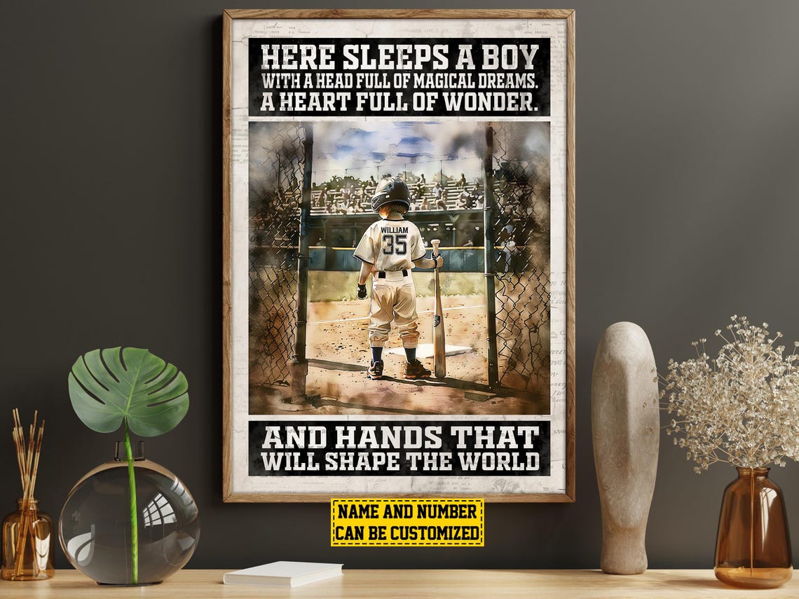 Baseball Player Boy Personalized Print Baseball Poster Print Softball Gift For Son Boys - Image 5
