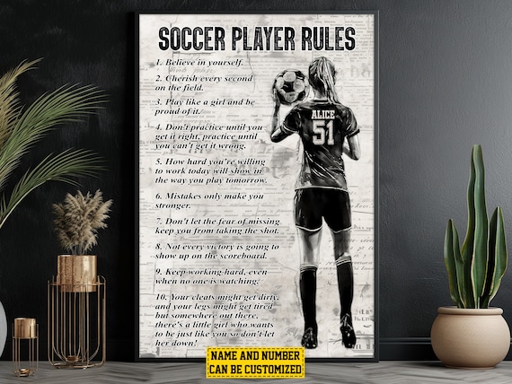 Soccer Player Rules Personalized Soccer Poster Print