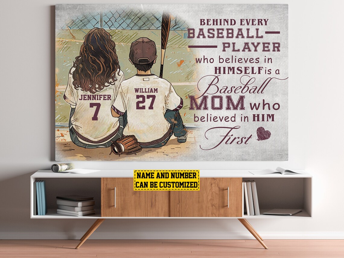 Personalized Baseball Poster Print for Mom and Son - Image 4