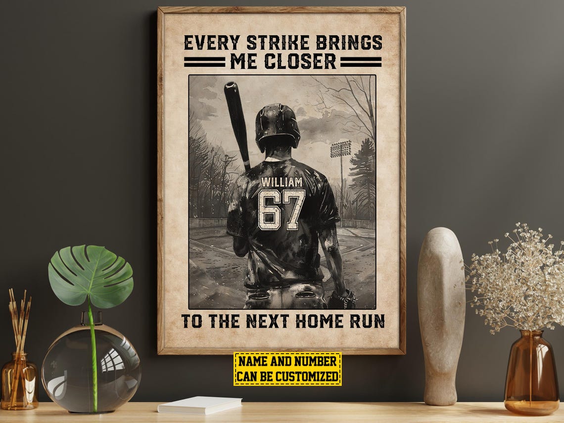 Baseball Players Personalized Print Baseball Poster Print Softball Gift For Boy Man - Image 5
