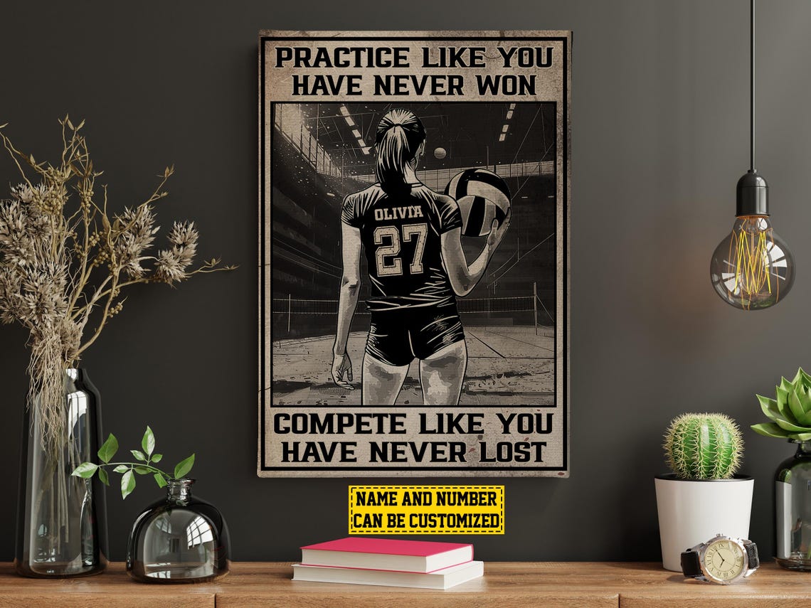 Personalized Volleyball Practice Compete Motivational Poster Gift - Image 5