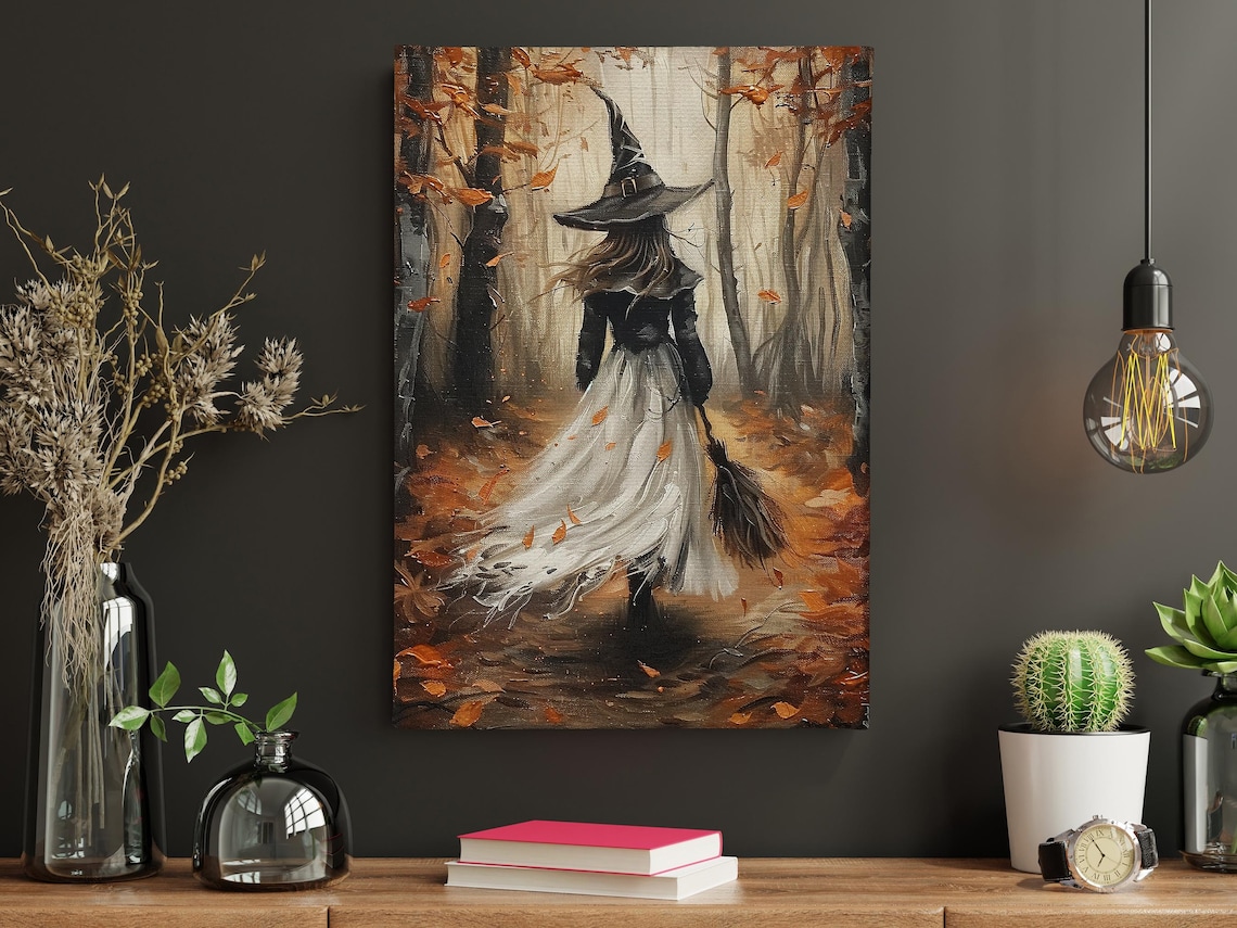 Autumn Young Witch in the Forest Halloween Poster - Image 4