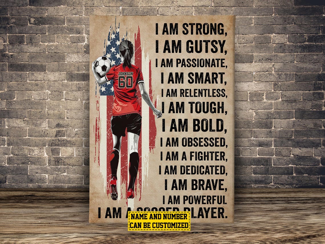 I Am a Soccer Player Affirmations Quote Personalized Girls Poster - Image 2