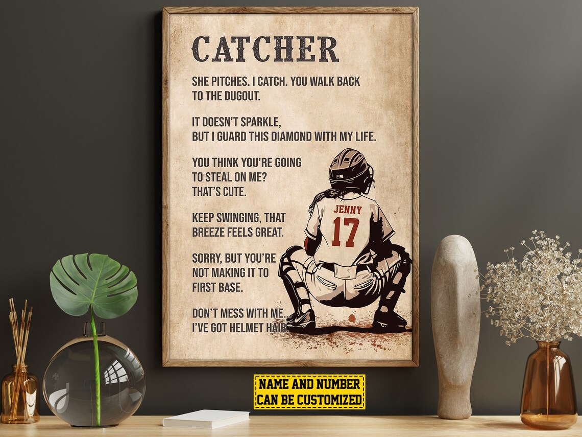 Softball Catcher Life Lessons Personalized Art Print