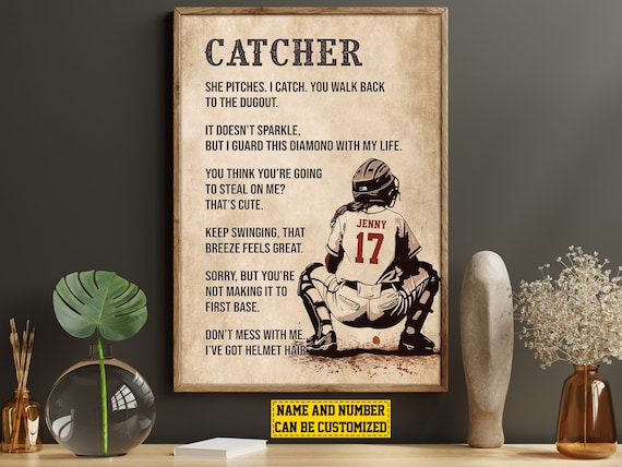 Softball Catcher Life Lessons Personalized Art Print