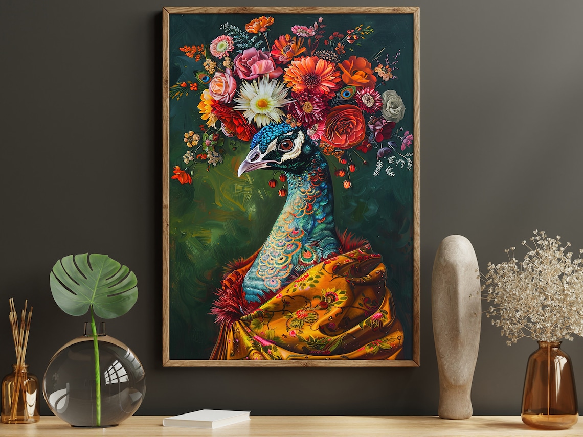 Vintage Maximalist Peacock Art Print, Matisse Style